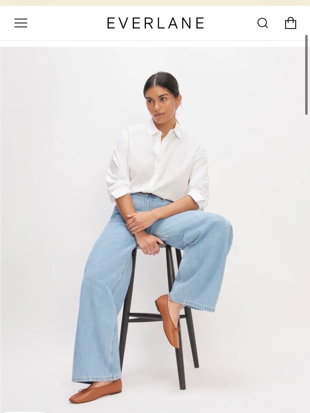 Everlane Cognac Leather Ballet Flats